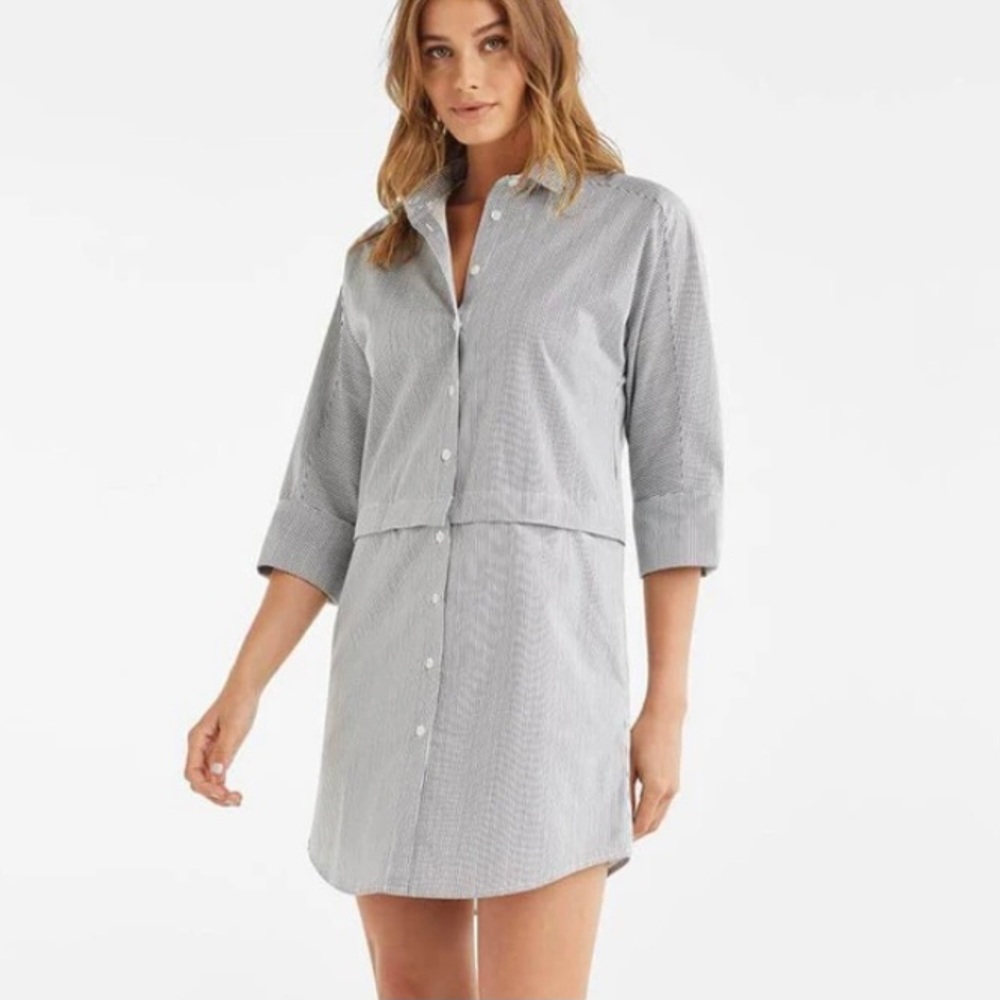 VETTA Convertible Button-Up Shirt Dress